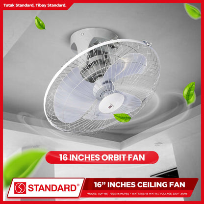 Standard Orbit Fan / Ceiling Fan 16" Plastic Blade (4 Speed Switch) SOF-16E