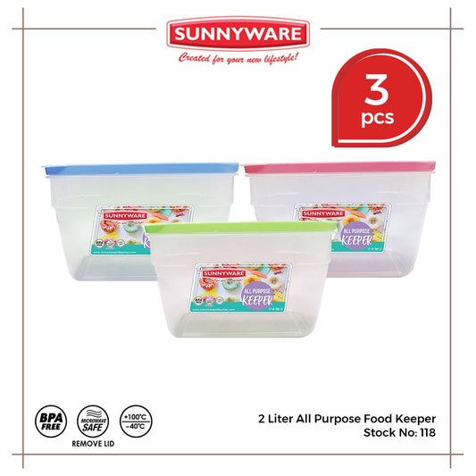 3pcs 2L All Purpose Food Keeper [Sunnyware 118] | Plasticware | Storage | Kitchenware | BPA Free