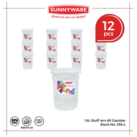 12pcs 1.6L Stuff 'em All Canister [Sunnyware 338-L] | Plasticware | Kitchenware | Food Storage