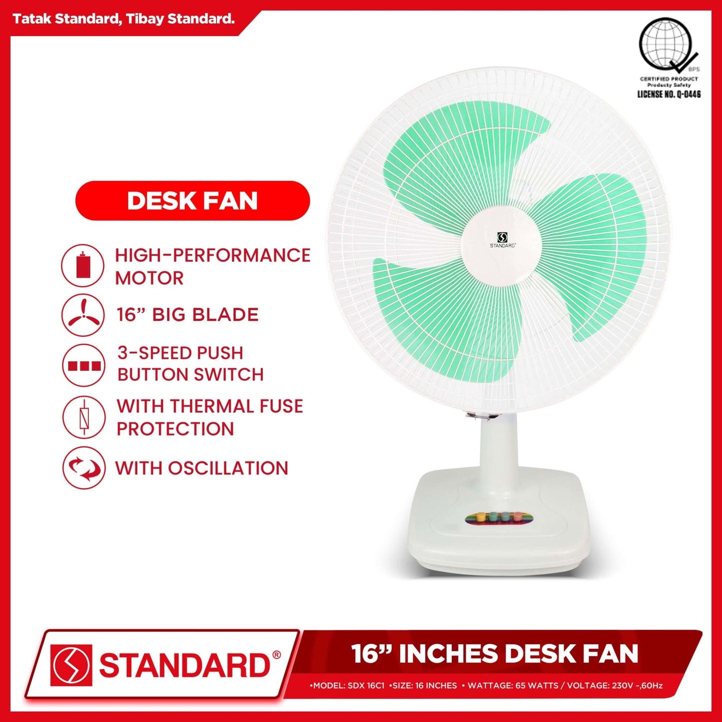 Standard Desk Fan 16" (Random Color) SDX-16C1