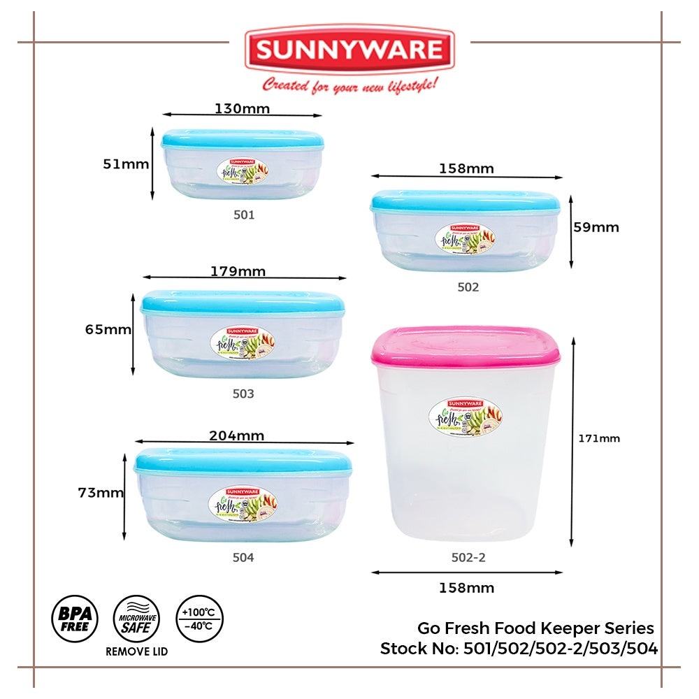 12pcs 700mL Go Fresh Food Keeper Small [Sunnyware 502] |Plasticware |Kitchenware |Storage | BPA Free