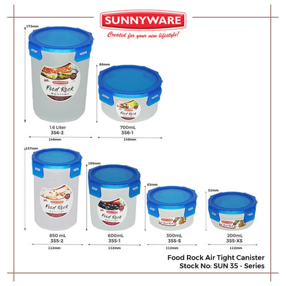 4 pcs | Sunnyware 355-S 300 ml Food Rock Air Tight Food Keeper Canister Set