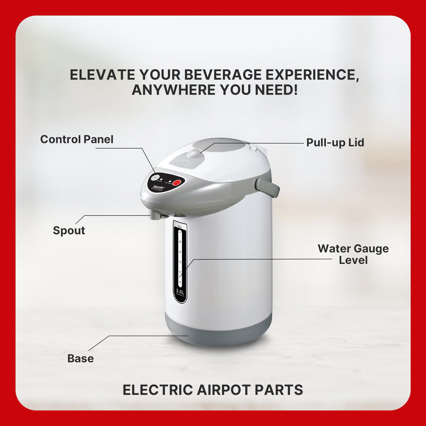 Eureka Electric Airpot Thermos 3 Easy Way Dispense EEA 3.0L