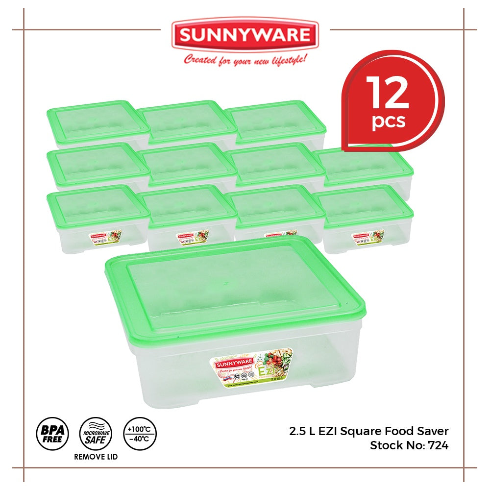 12pcs 2.5 L EZI Food Saver Keeper Storage Container [Sunnyware 724] Microwavable House Plastic Ware