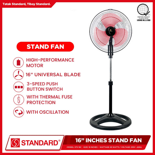 Standard Stand Fan 16" Big Plastic Blade