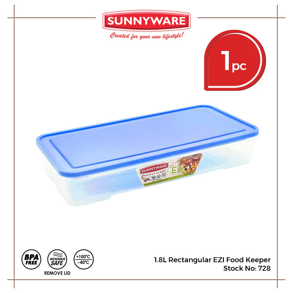 1 pc 1.8L Rectangular EZI Food Keeper [Sunnyware 728] Food Keeper| Microwavable| Ezi| Plasticware