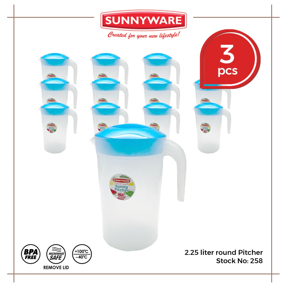 12pcs 2.25 Liter Round Pitcher | Sunnyware 258 - Deluxe