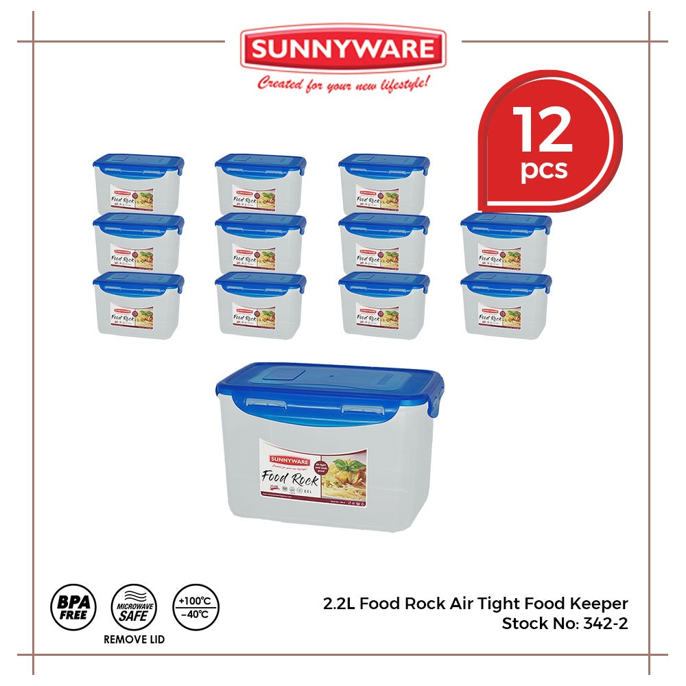 12pcs 2.2 Liter Food Rock Air Tight Food Keeper [Sunnyware 342-2] |Kitchenware| Leak Proof | Storage