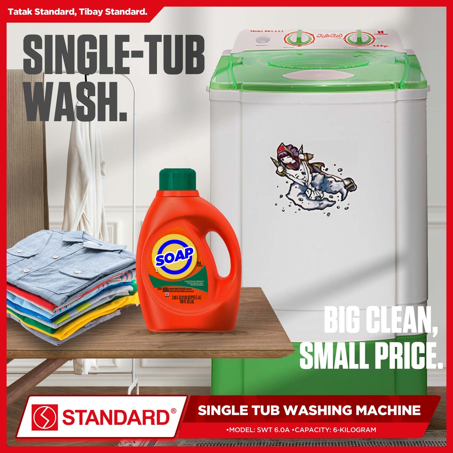 Standard Washing Machine SWT-6.0A Single Tub (350W)