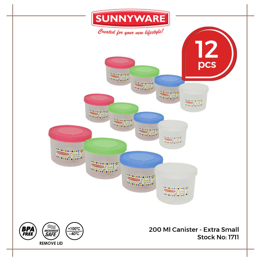 12pcs 200 ml Canister - Extra Small [Sunnyware 1711] | Plasticware | Food Storage | Kitchenware