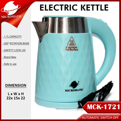 Micromatic MCK-1721 1.7Liters Stainless Steel and Plastic Body 1500watts Electric Kettle