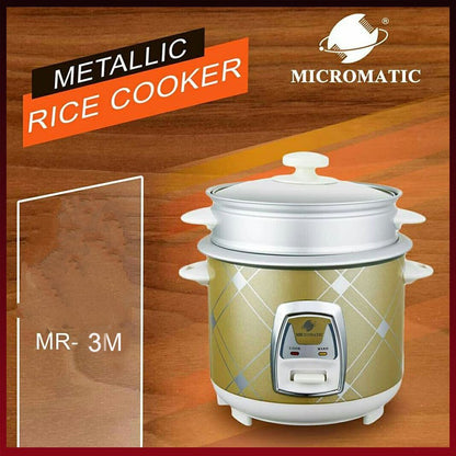 Micromatic MR-3M 0.6Liters 3cups Metallic Body with Steamer Rice Cooker