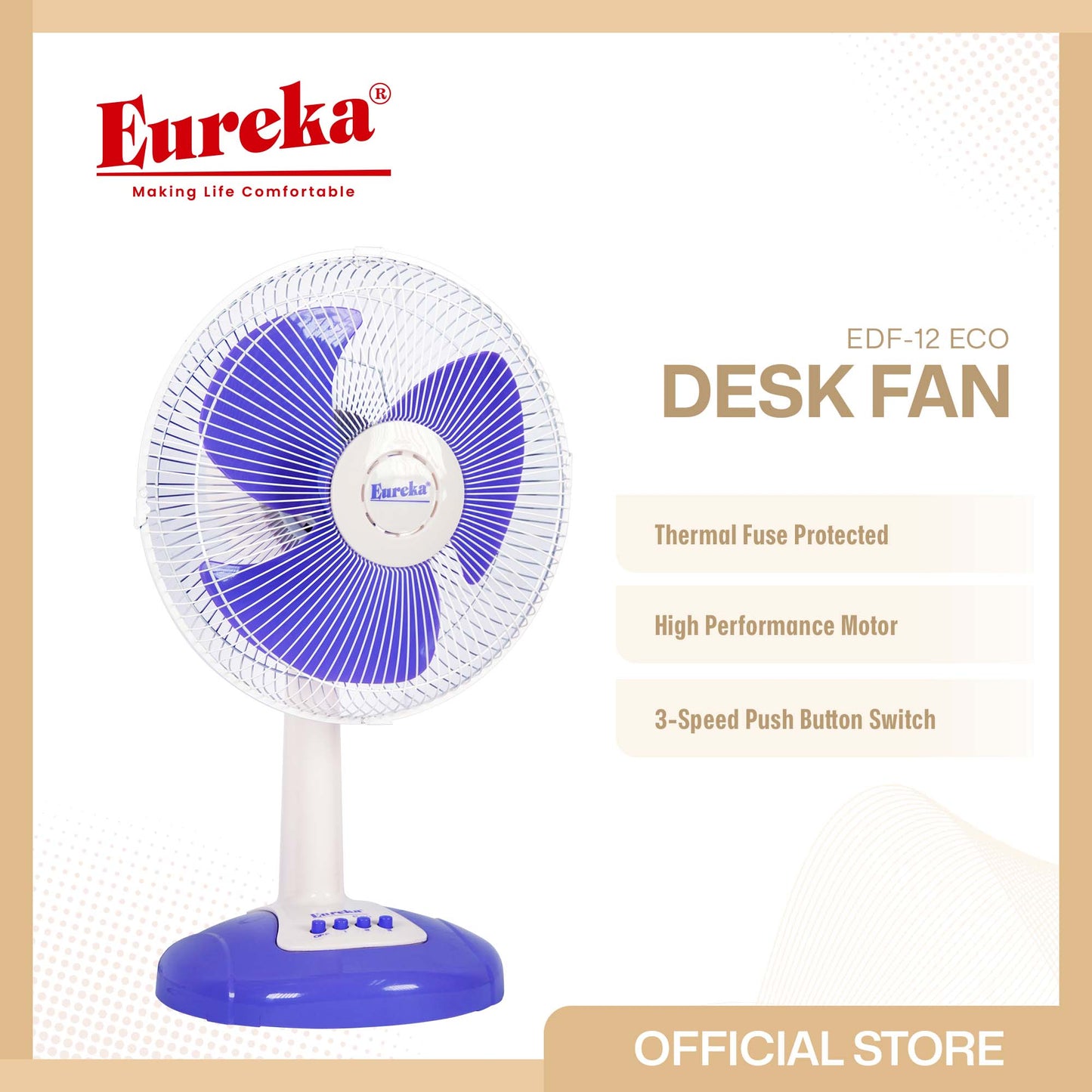 Eureka Desk Fan Eco 12" EDF 12 ECO