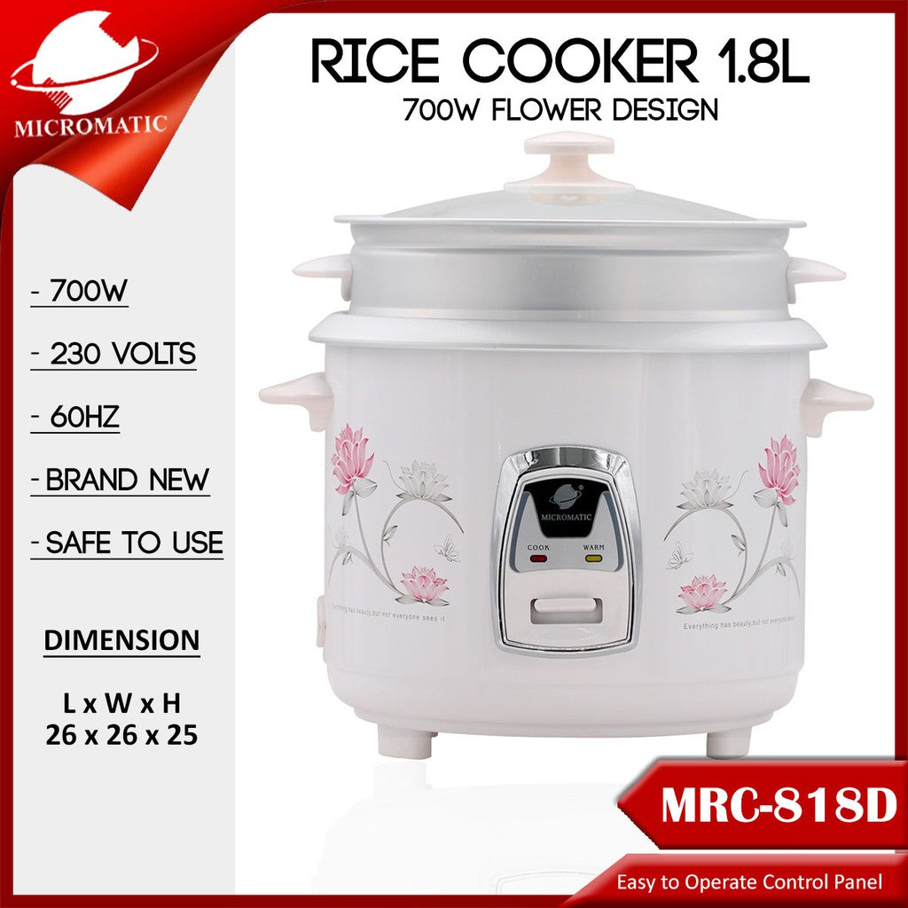 Micromatic MRC-818D Rice Cooker 1.8L Good for 10-12 Persons_White