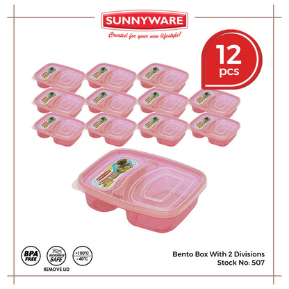 12pcs Bento Box with 2 Divisions Lunch Box [Sunnyware 507] |Plasticware |Lunch Box |Keeper |BPA Free