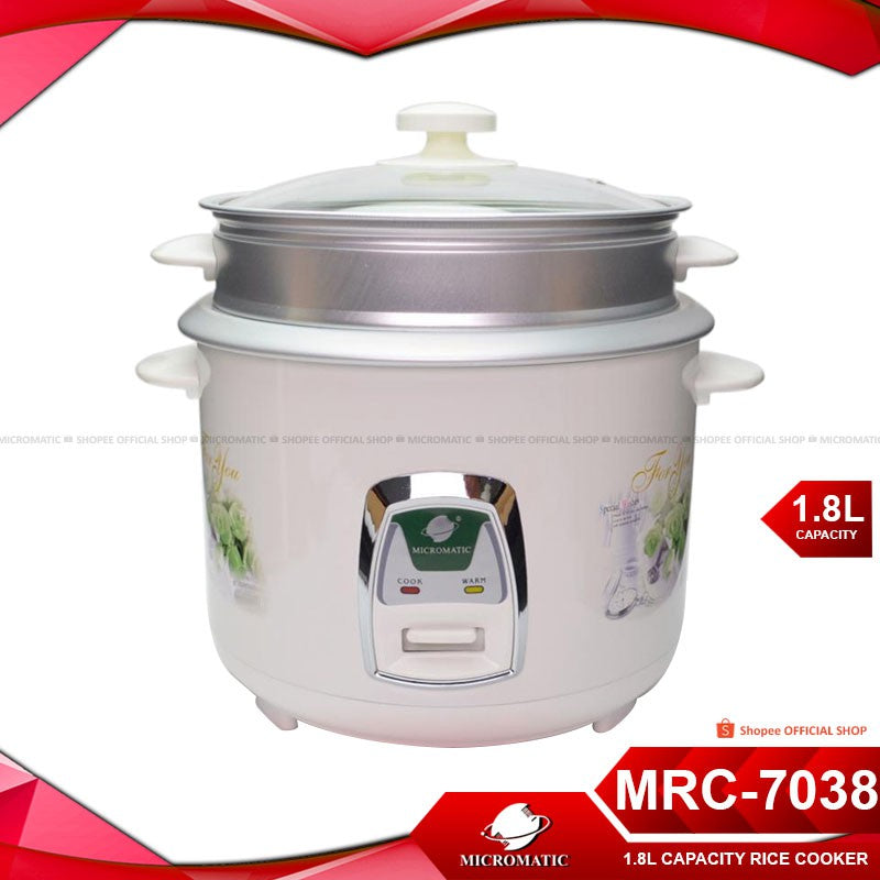 Micromatic MRC-7038 Rice Cooker 1.8L Good for 8-10 Persons_White