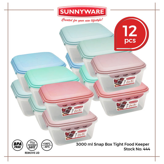 12pcs 3000 ml Snap Box Tight Food Keeper [Sunnyware 444] |Plasticware |Kitchenware |Storage|BPA Free