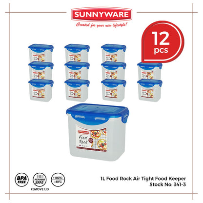 12pcs 1 Liter Food Rock Air Tight Food Keeper [Sunnyware 341-3] | Plasticware|Kitchenware| Leak Free