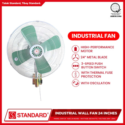 Standard Heavy Duty Industrial Wall Fan 24 Inches 350W