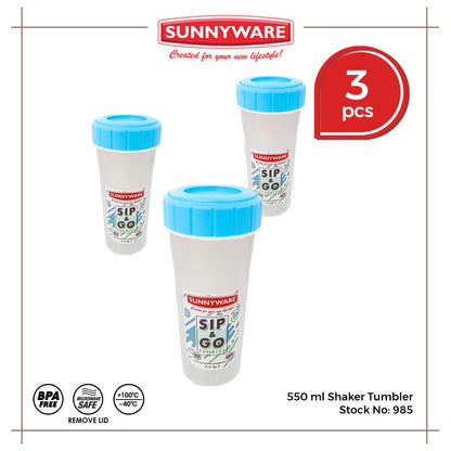 3pcs 550 ml Tumbler Shaker [Sunnyware 985] | Plasticware | Kitchenware | Tumbler | BPA Free