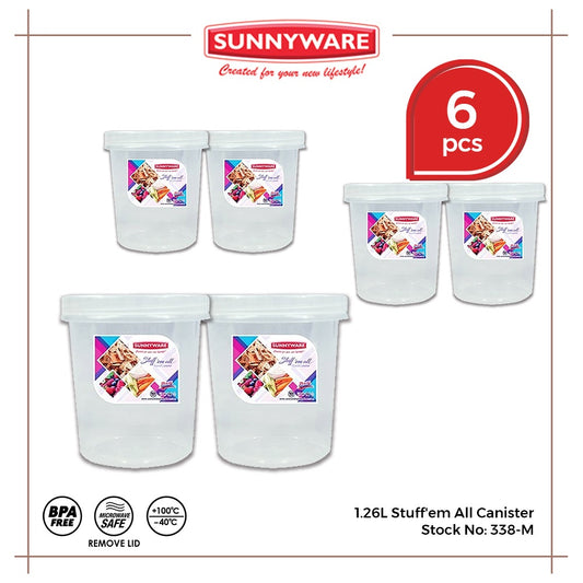 6 pcs Sunnyware 338-M | 1250 ml Medium Stuff'em All Round Canister Set