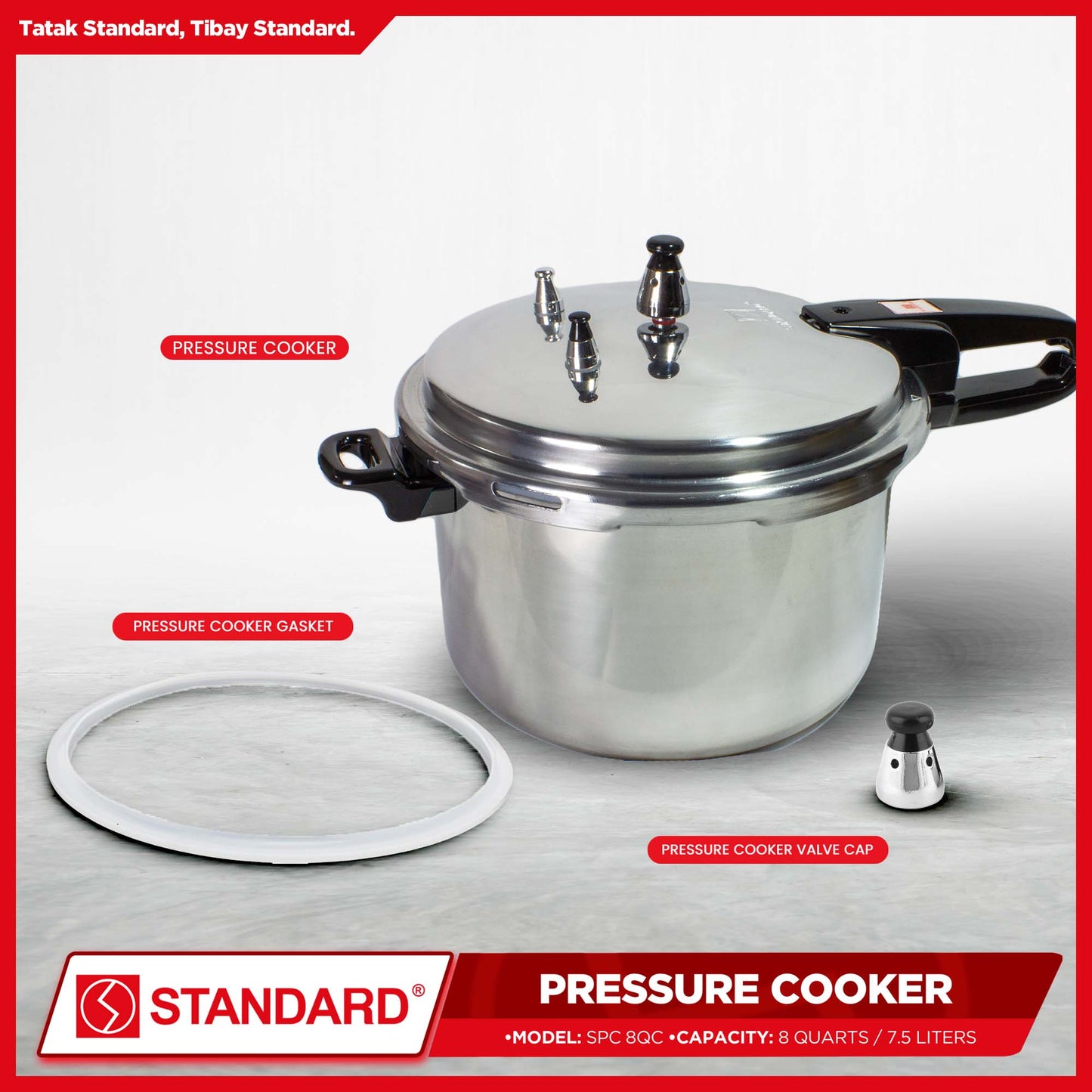 Standard Pressure Cooker 8 Quarts (7.5 Liters) SPC 8QC