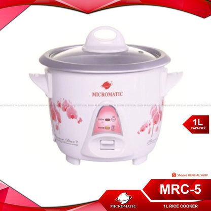 Micromatic MRC-5 Rice Cooker 1L 400w Flower Design_White