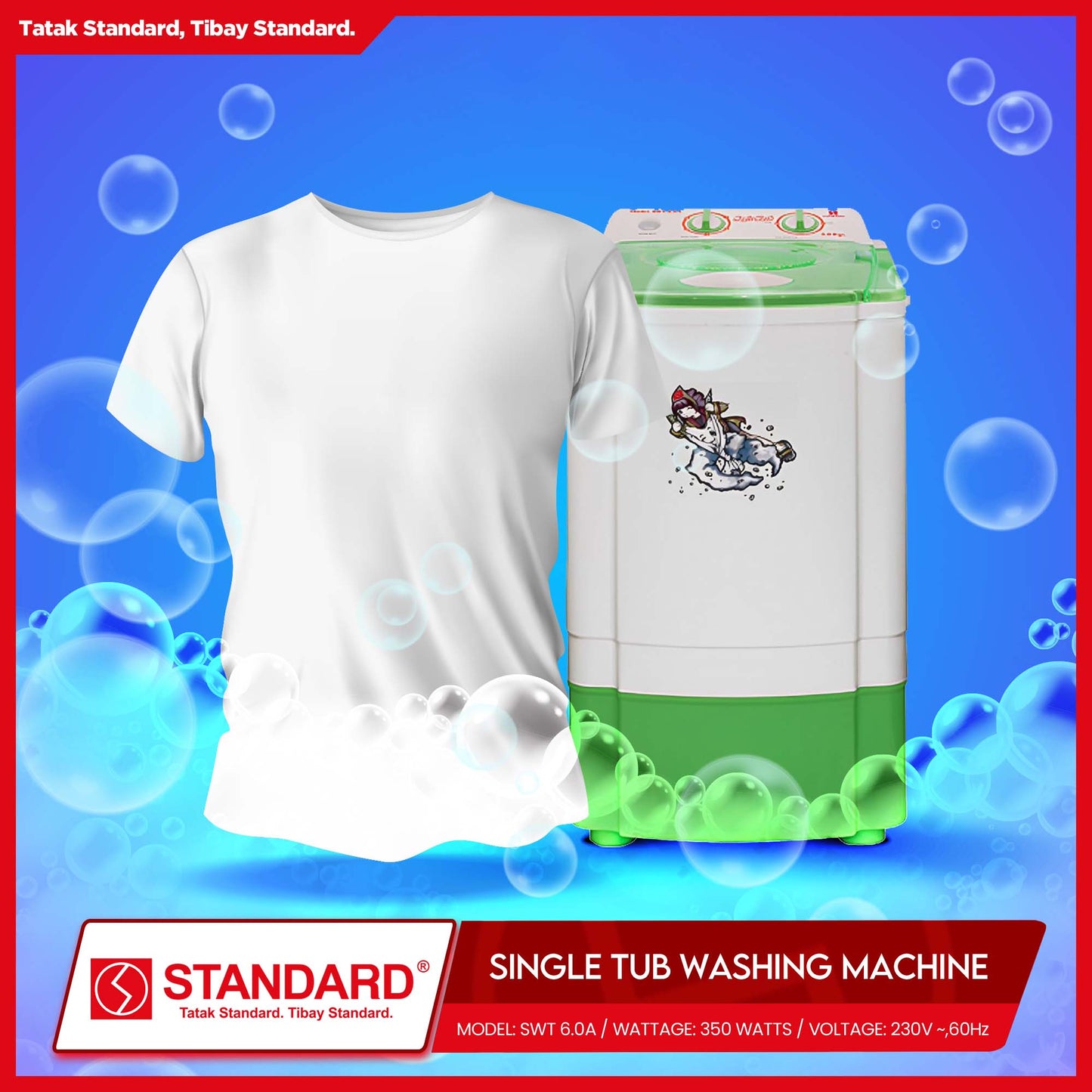 Standard Washing Machine SWT-6.0A Single Tub (350W)