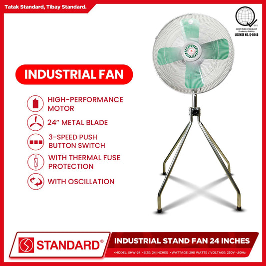 Standard Industrial Fan 24 Inches Metal Blade Stand Fan (300 WATTS) / Wall Fan  (350WATTS)