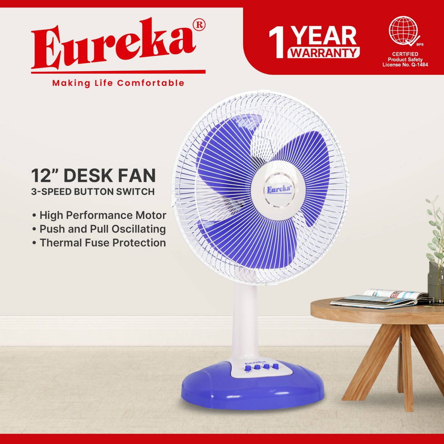 Eureka Desk Fan Eco 12" EDF 12 ECO