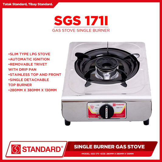 Standard Gas Stove Single Burner LPG stove Stainless Steel (Slim type) SGS-171i