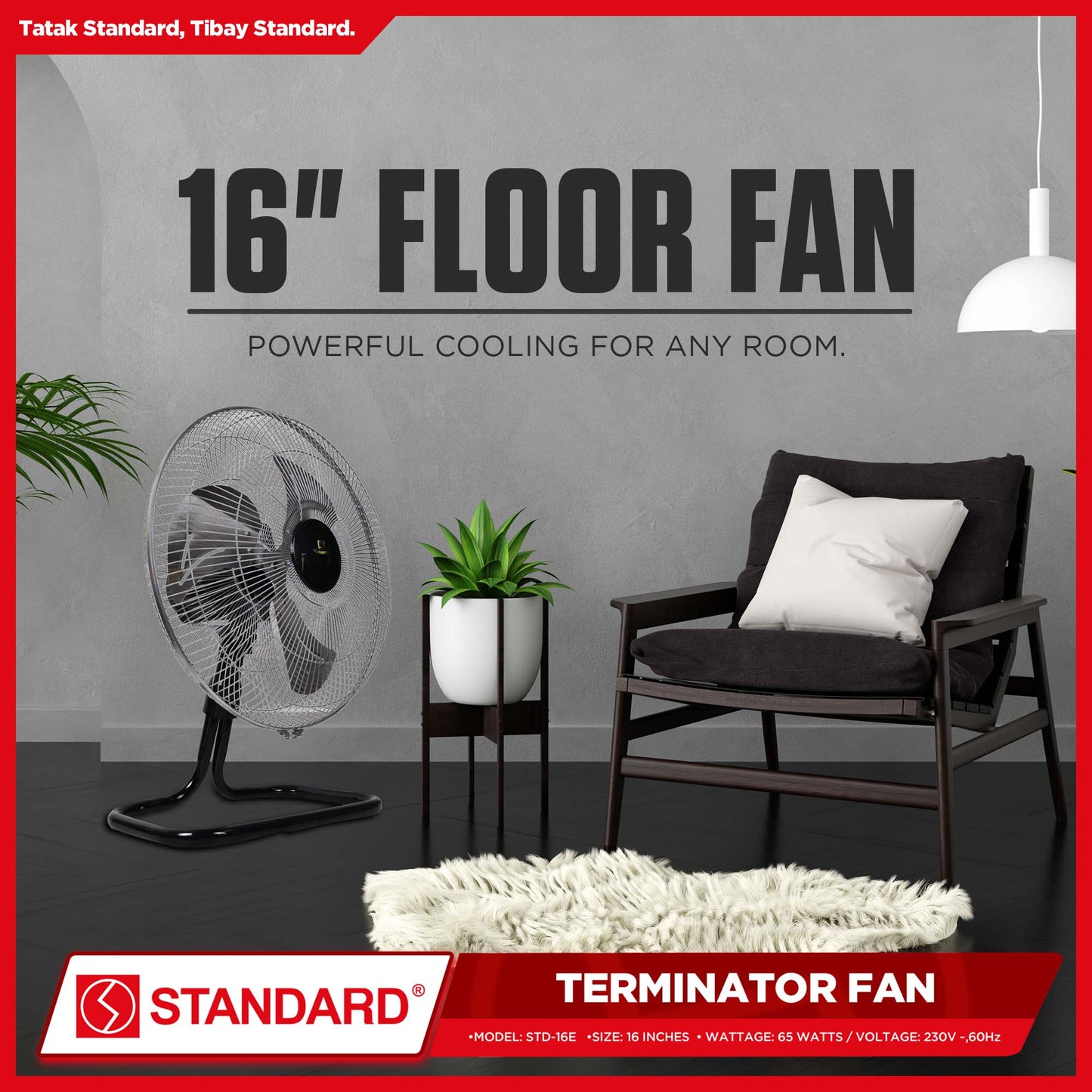 Standard Terminator Floor Fan 16" STD-16E Metal Blade