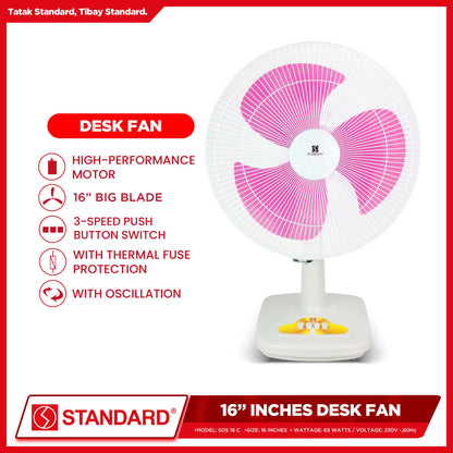 Standard Desk Fan 16" Big Plastic Blade