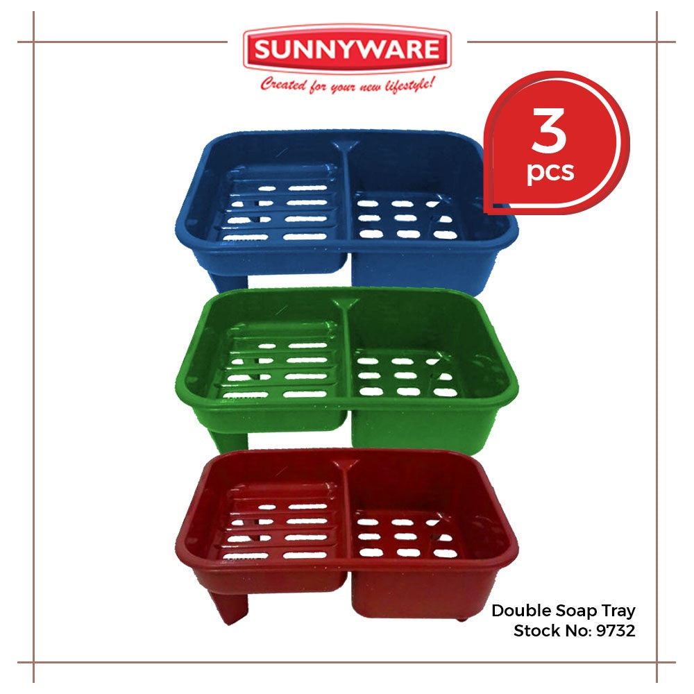 3pcs Double Soap Tray [Sunnyware 9732] | Plasticware | Householdware | Bathroom or Kitchen