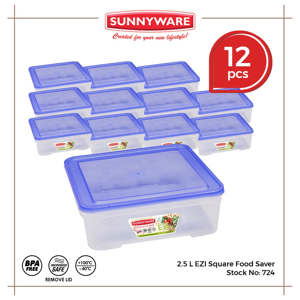 12pcs 2.5 L EZI Food Saver Keeper Storage Container [Sunnyware 724] Microwavable House Plastic Ware