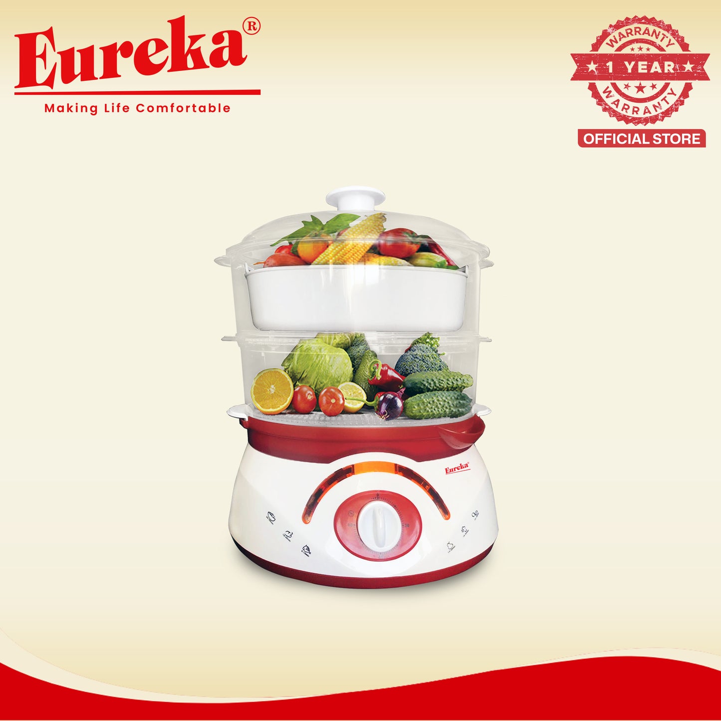 Eureka  Food Steamer Double-sided Water Filling 2-Layer | 3-Layer Random Color