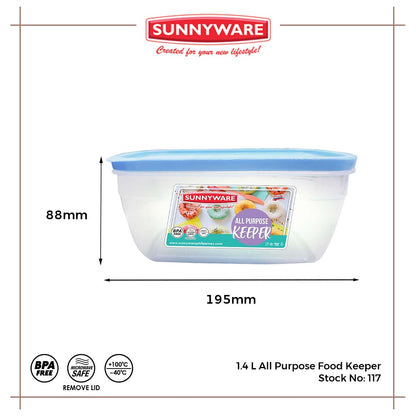 3pcs 1.4L All Purpose Food Keeper [Sunnyware 117] | Plasticware | Storage | Kitchenware | BPA Free