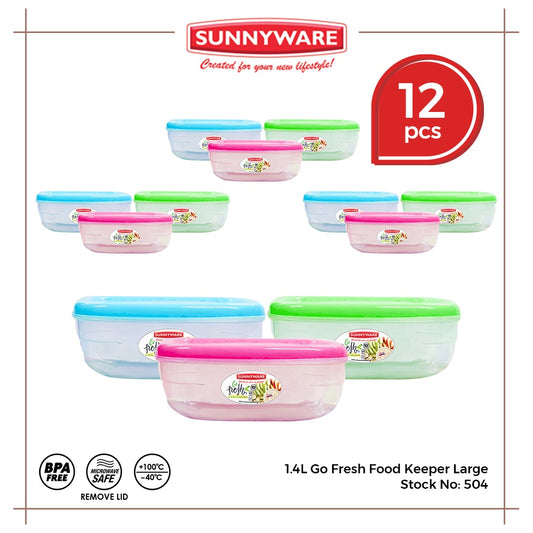 12pcs 1.4L Go Fresh Food Keeper Large [Sunnyware 504] |Plasticware |Kitchenware | Storage | BPA Free