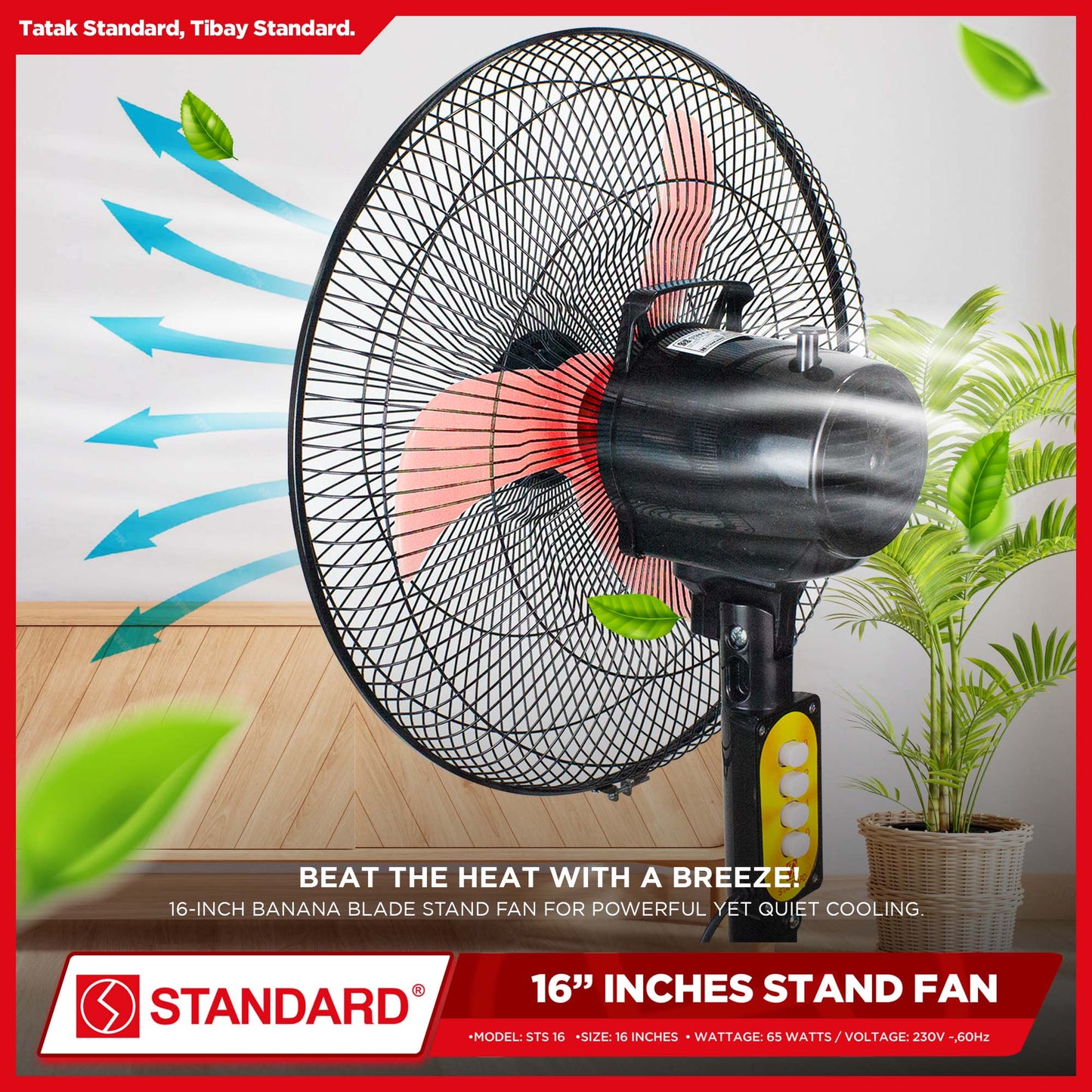 Standard Stand Fan 16" Banana Plastic Blade