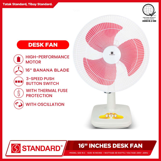 Standard Desk Fan 16" Big Plastic Blade