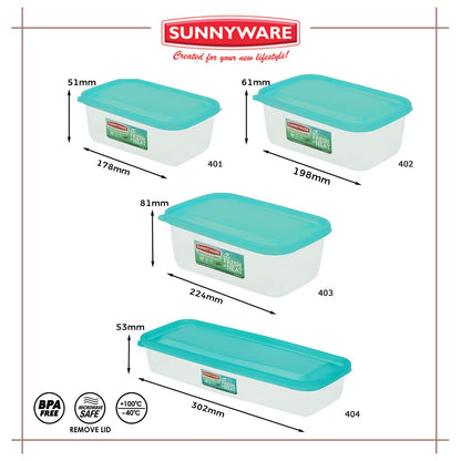 3pcs 700ml Rectangular Food Keeper [Sunnyware 401] |Plasticware | Food Storage and Keeper | BPA Free