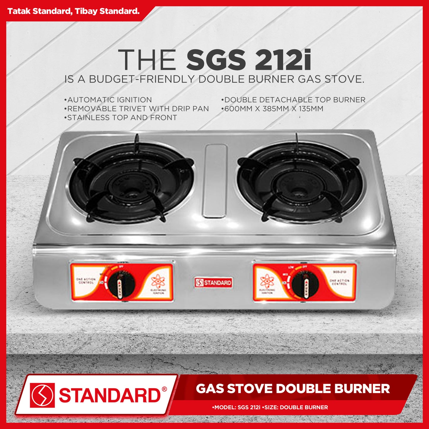 Standard Gas Stove Double Burner