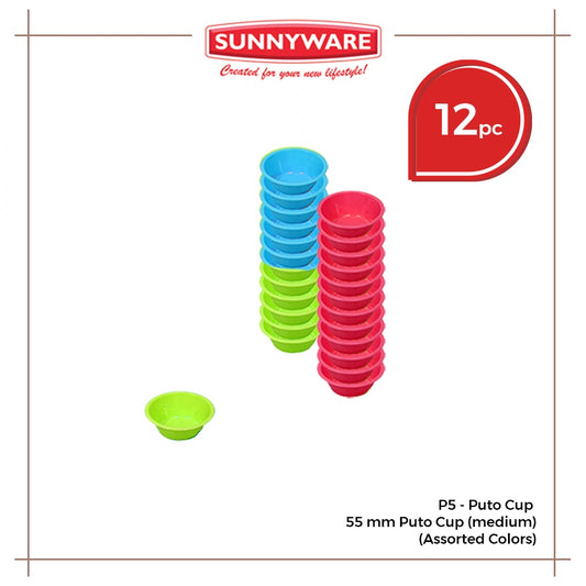 12 pcs Sunnyware P5 5cm 2oz Puto Cups Molder Mold for Pichi-Pichi Kutsinta Rice Cake Plastic Cup