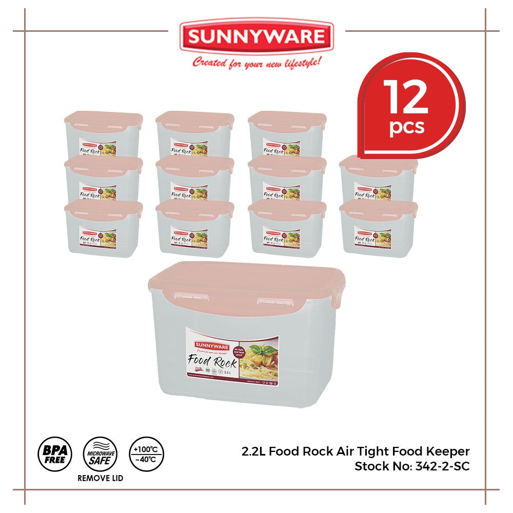 12pcs 2.2 Liter Food Rock Air Tight Food Keeper [Sunnyware 342-2] |Kitchenware| Leak Proof | Storage