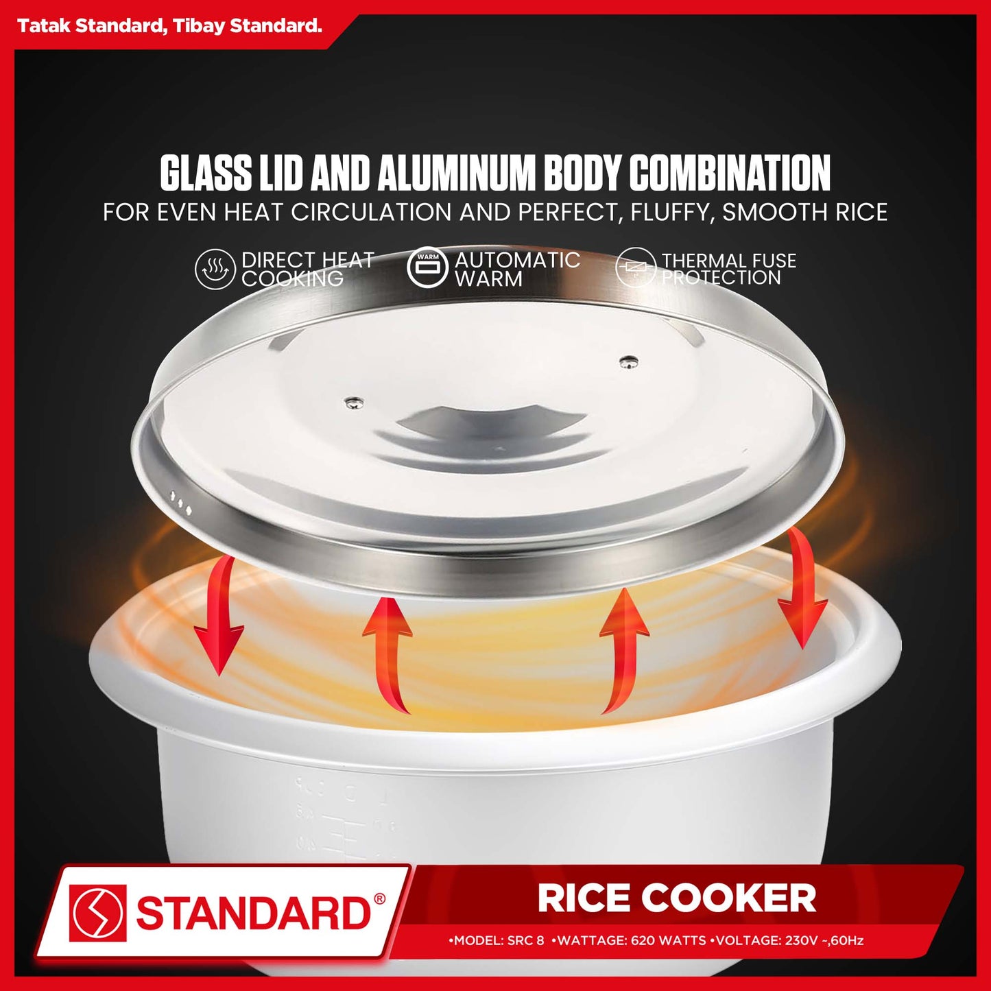 Standard Rice Cooker 1.5L Plain White