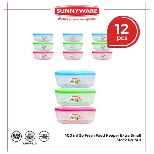 12pcs 400mL Go Fresh Food Keeper Extra Small [Sunnyware 501] | Plasticware | Kitchenware | BPA Free