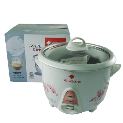 Micromatic MRC-10 Rice Cooker 1.8L 700w Flower Design_White