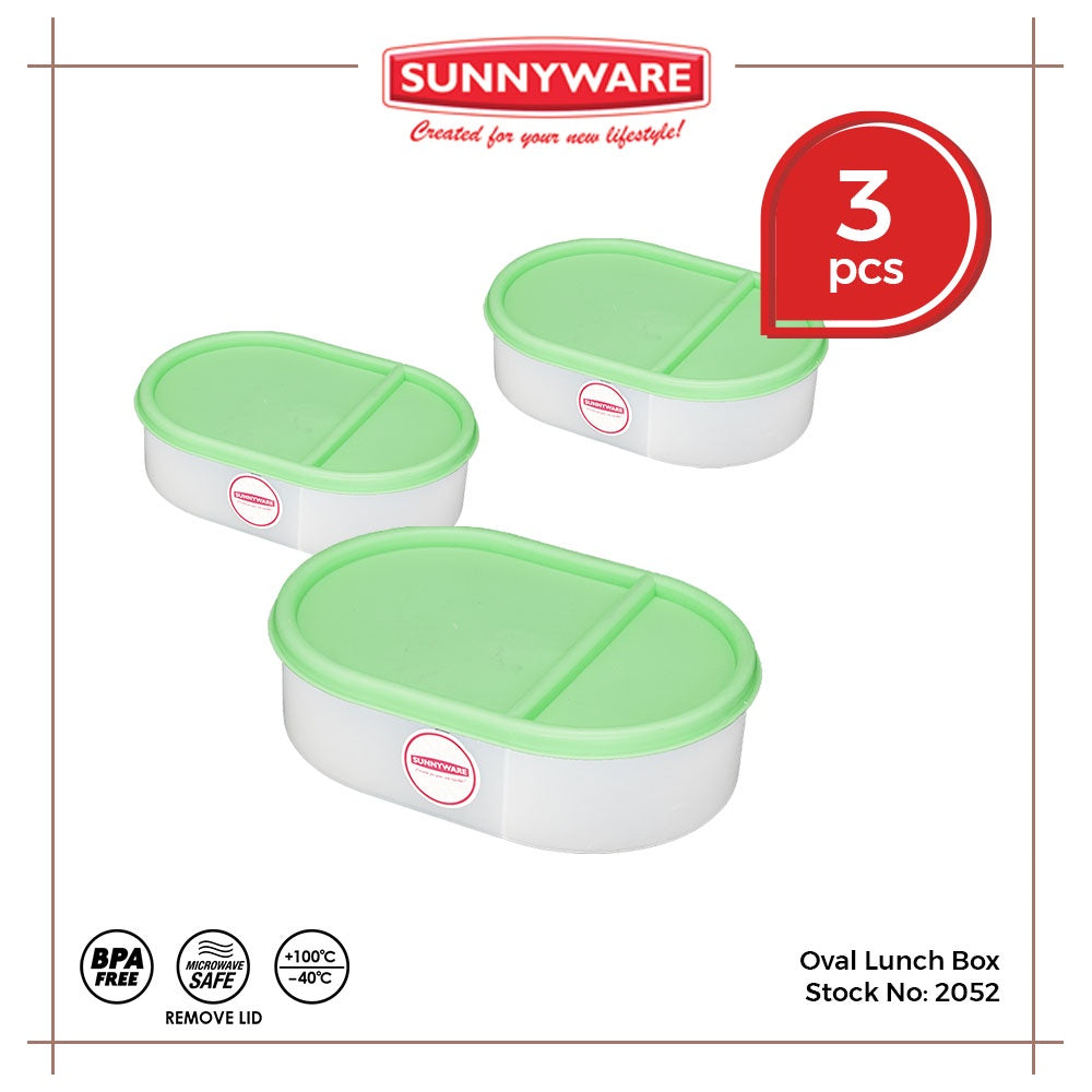 3pcs Oval Lunch Box [Sunnyware 2052] |Plasticware |Food Storage |Kitchenware | BPA Free |Food Keeper