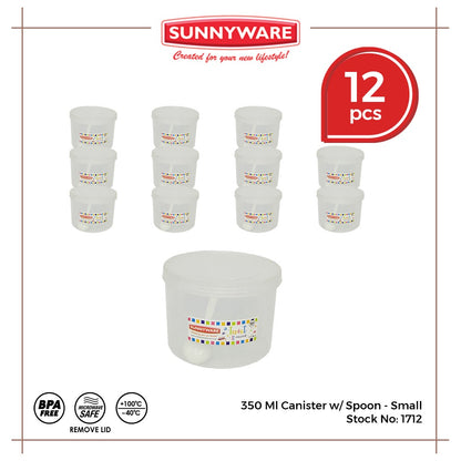 12pcs 350 ml Canister w/ Spoon - Small [Sunnyware 1712] | Plasticware | Food Storage | Kitchenware