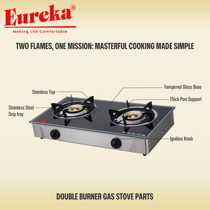 Eureka Glass Double Burner EGS GDP - Black